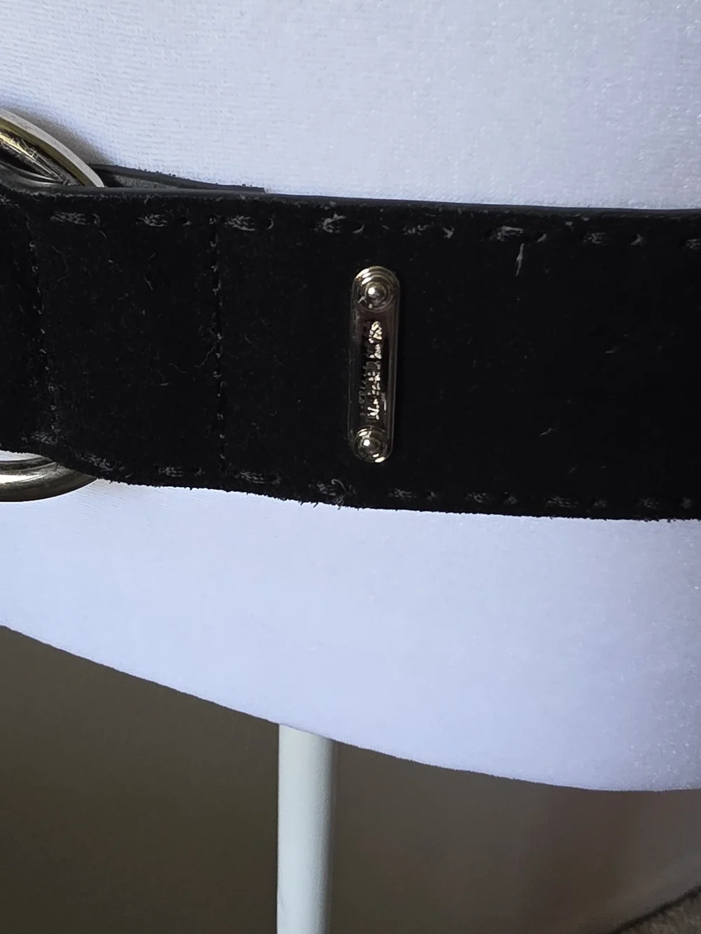 Vintage Y2K Michael Kors Black Leather Silver Buckle Loop Belt Large